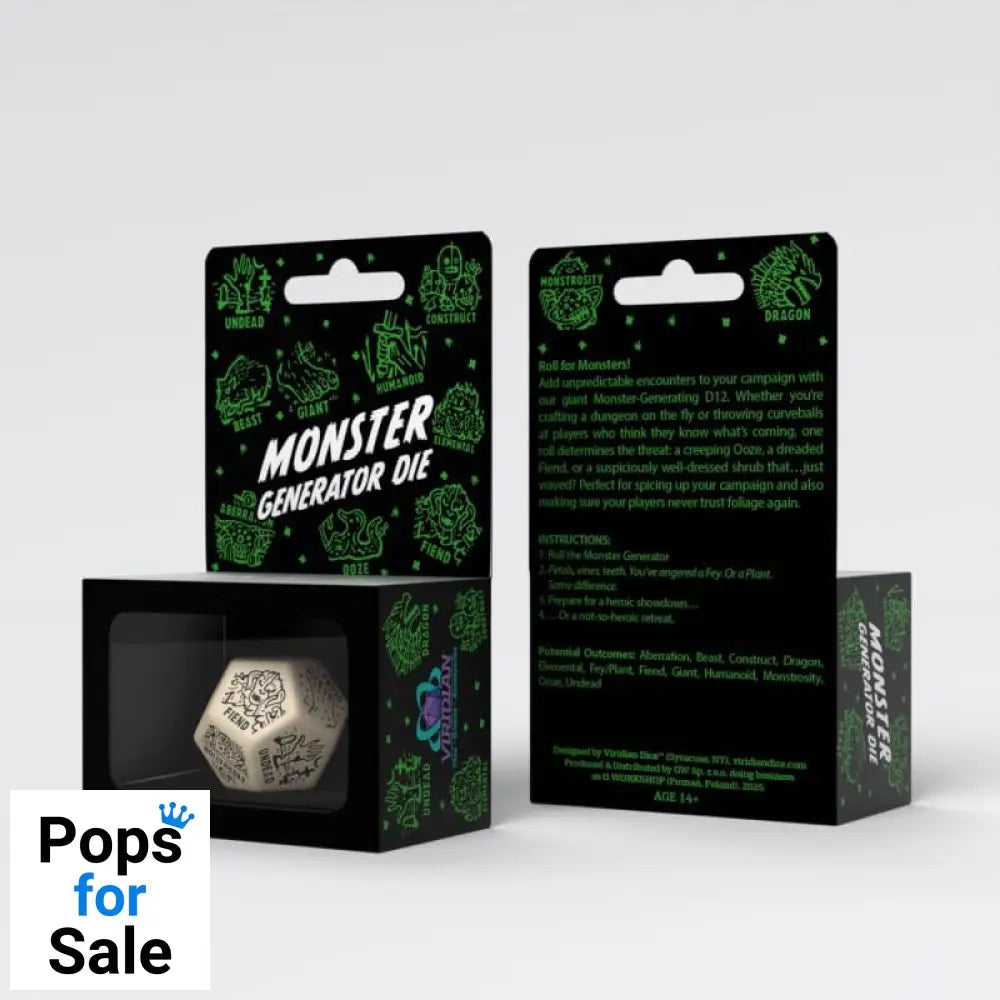 Viridian Jumbo Dice Monster Generator Die D12 Beige