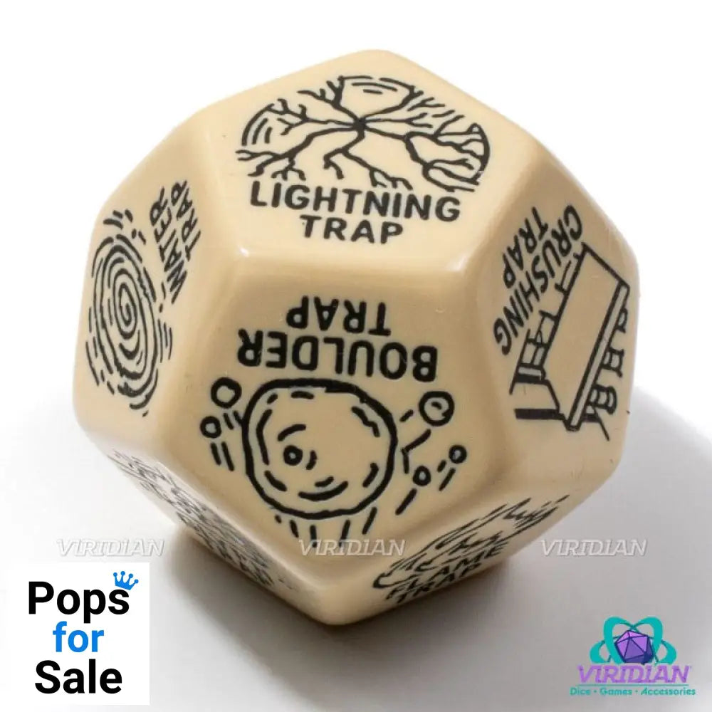 Viridian Jumbo Dice Trap Generator Die D12 Beige