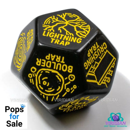 Viridian Jumbo Dice Trap Generator Die D12 Black