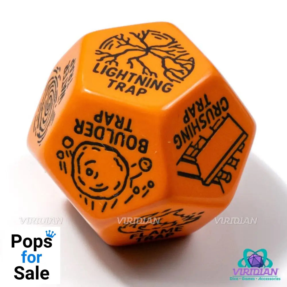 Viridian Jumbo Dice Trap Generator Die D12 Orange