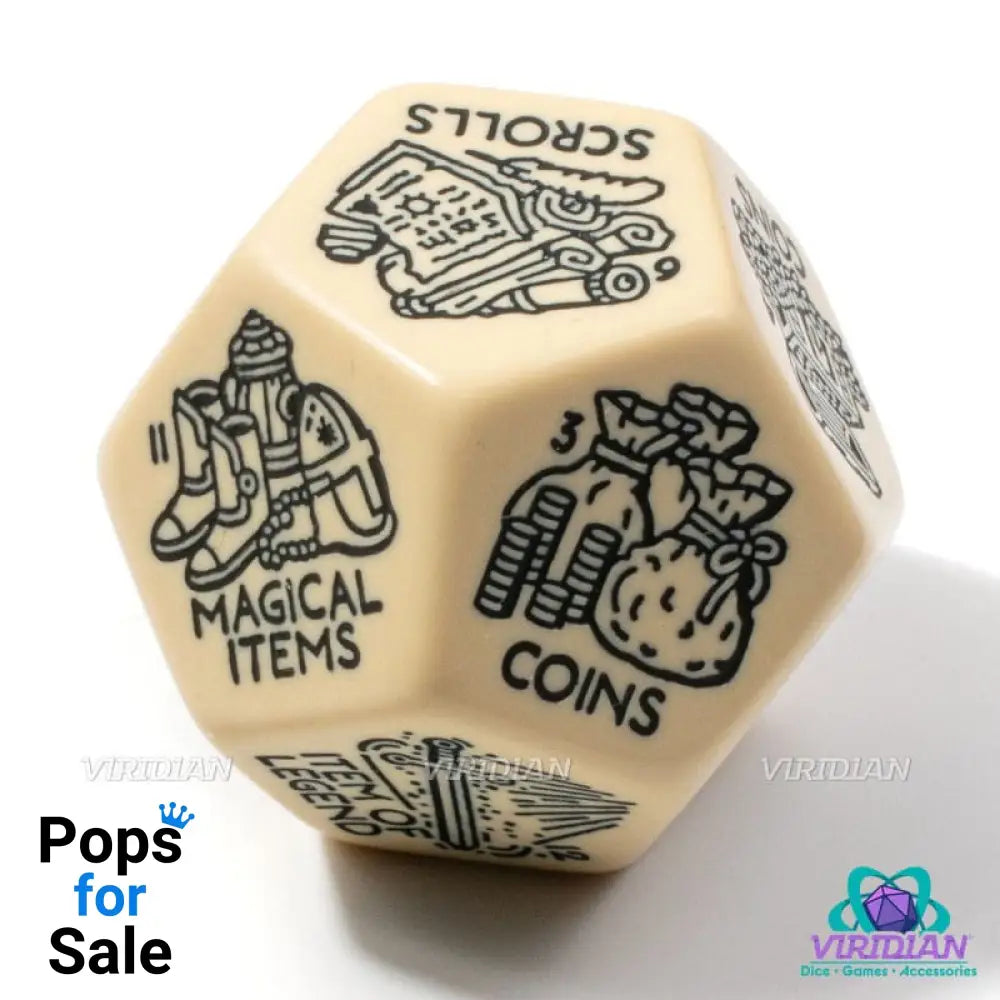 Viridian Jumbo Dice Treasure Generator Die D12 Beige