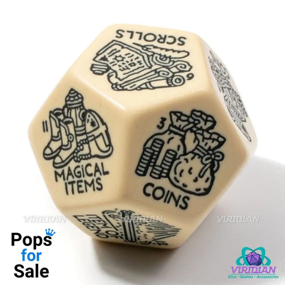Viridian Jumbo Dice Treasure Generator Die D12 Beige