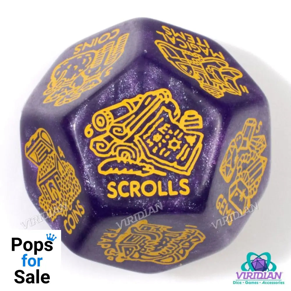Viridian Jumbo Dice Treasure Generator Die D12 Shimmering Purple