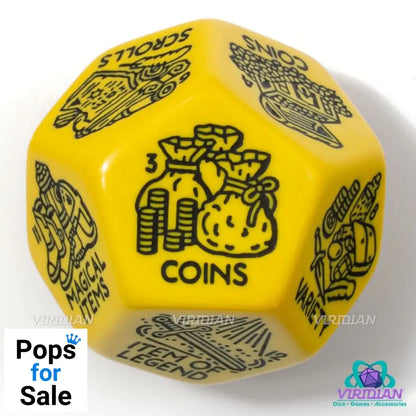 Viridian Jumbo Dice Treasure Generator Die D12 Yellow