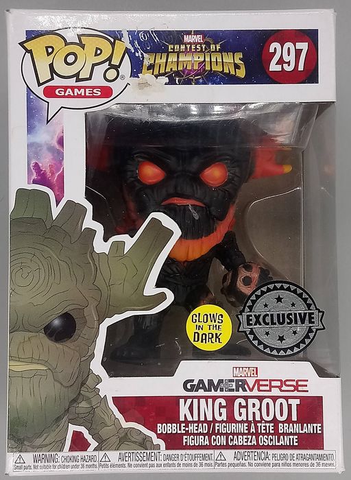 297 King Groot (Scorched) Glow Marvel Contest of Champions Funko POP - Box Damaged 