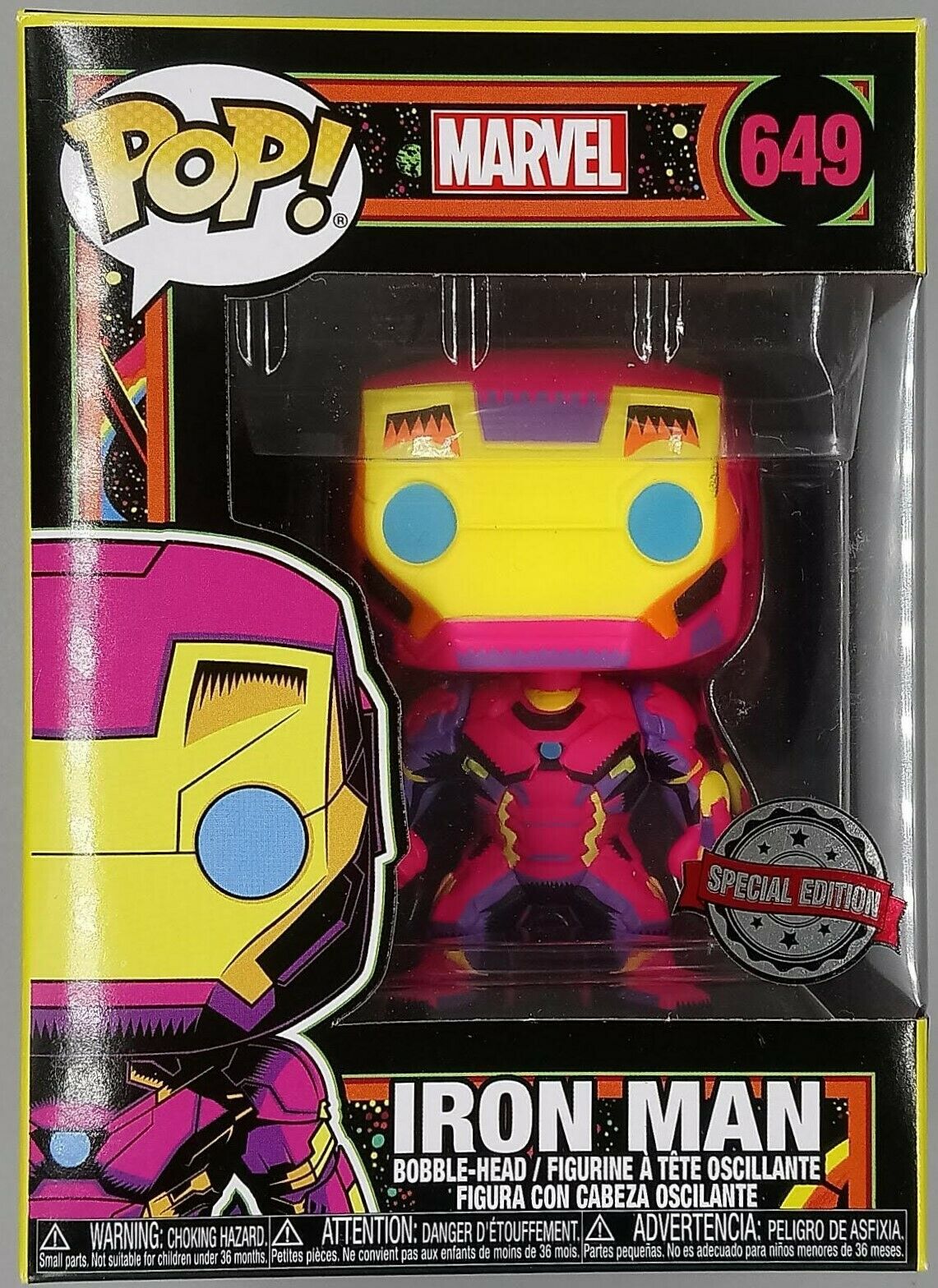 #649 Iron Man (Blacklight) - Marvel Special Edition Funko POP