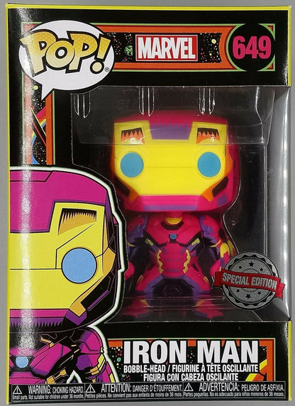 #649 Iron Man (Blacklight) - Marvel Special Edition Funko POP