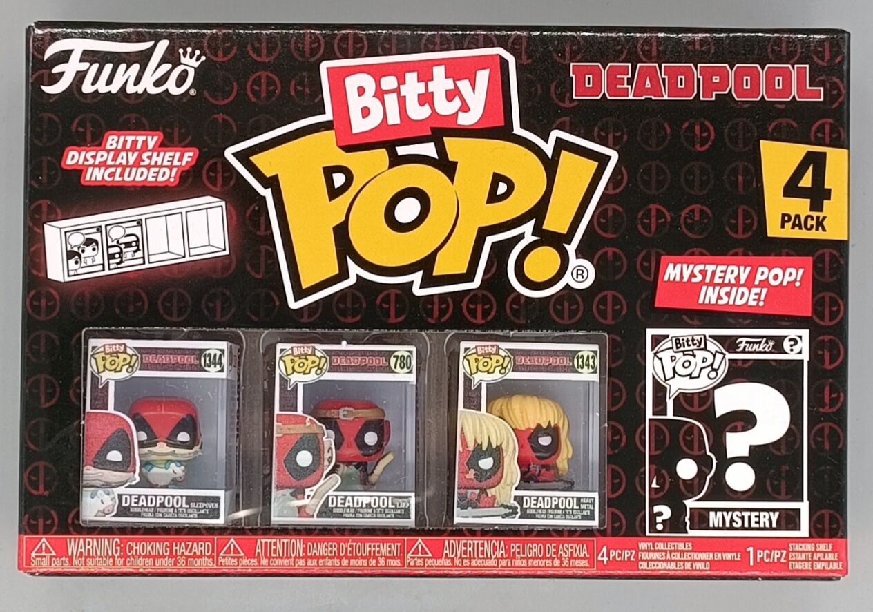 Deadpool: Bitty Pop! Vinyl Figure 4-Pack: Sleepover, Larp, Heavy Metal & Mystery Figure Brand New