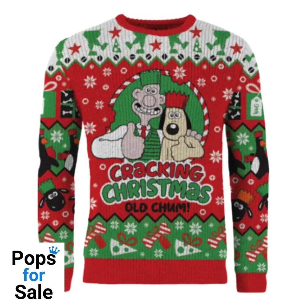 Wallace & Gromit Christmas Sweater Cracking Christmas Old Chum!