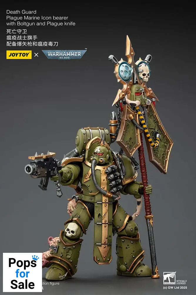Warhammer 40,000 Action Figure Death Guard Plague Marine Icon bearer with Boltgun and Plague knife 12 cm