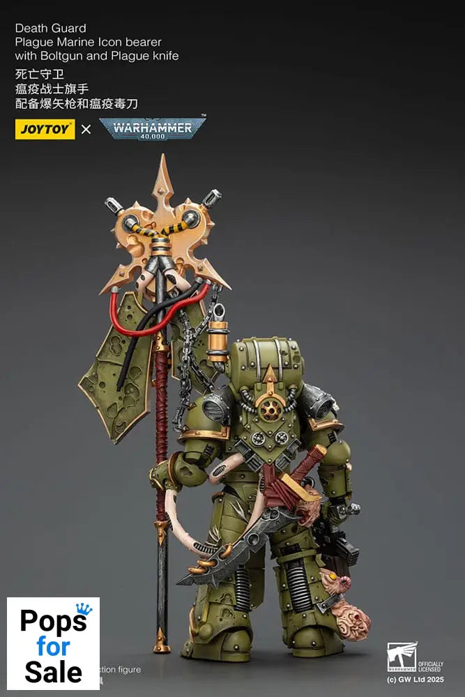 Warhammer 40,000 Action Figure Death Guard Plague Marine Icon bearer with Boltgun and Plague knife 12 cm