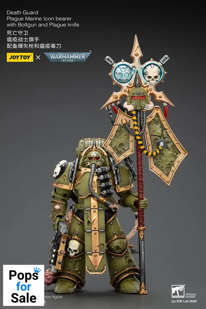 Warhammer 40,000 Action Figure Death Guard Plague Marine Icon bearer with Boltgun and Plague knife 12 cm