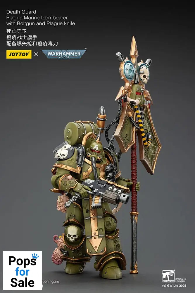 Warhammer 40,000 Action Figure Death Guard Plague Marine Icon bearer with Boltgun and Plague knife 12 cm