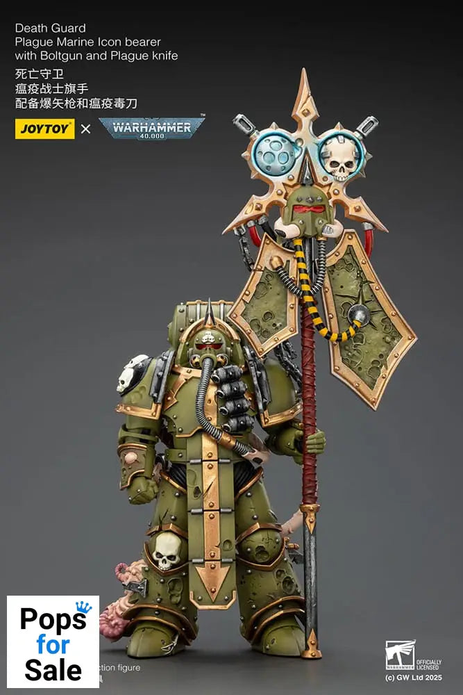 Warhammer 40,000 Action Figure Death Guard Plague Marine Icon bearer with Boltgun and Plague knife 12 cm