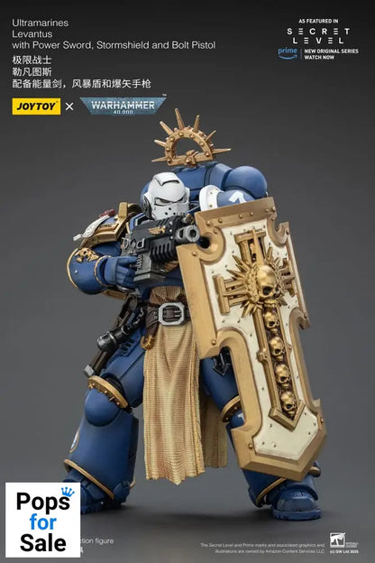 Warhammer 40,000 Action Figure Ultramarines Levantus with Power Sword, Stormshield and Bolt Pistol 13 cm