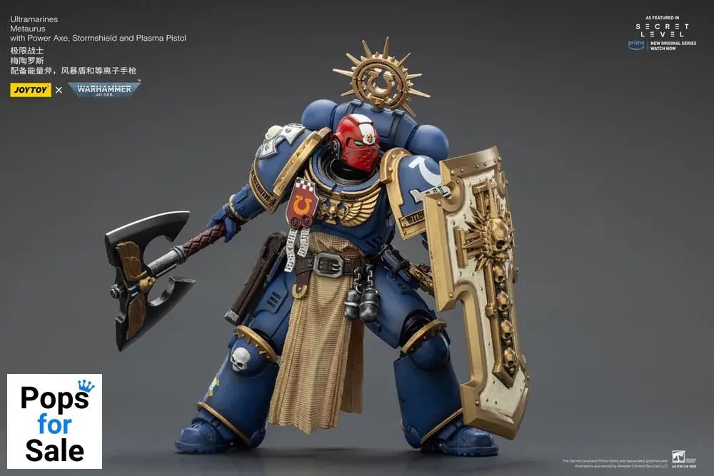 Warhammer 40,000 Action Figure Ultramarines Metaurus with Power Axe, Stormshield and Plasma Pistol 13 cm
