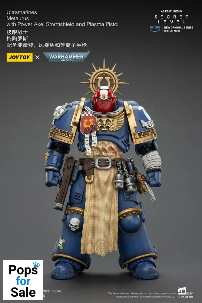 Warhammer 40,000 Action Figure Ultramarines Metaurus with Power Axe, Stormshield and Plasma Pistol 13 cm
