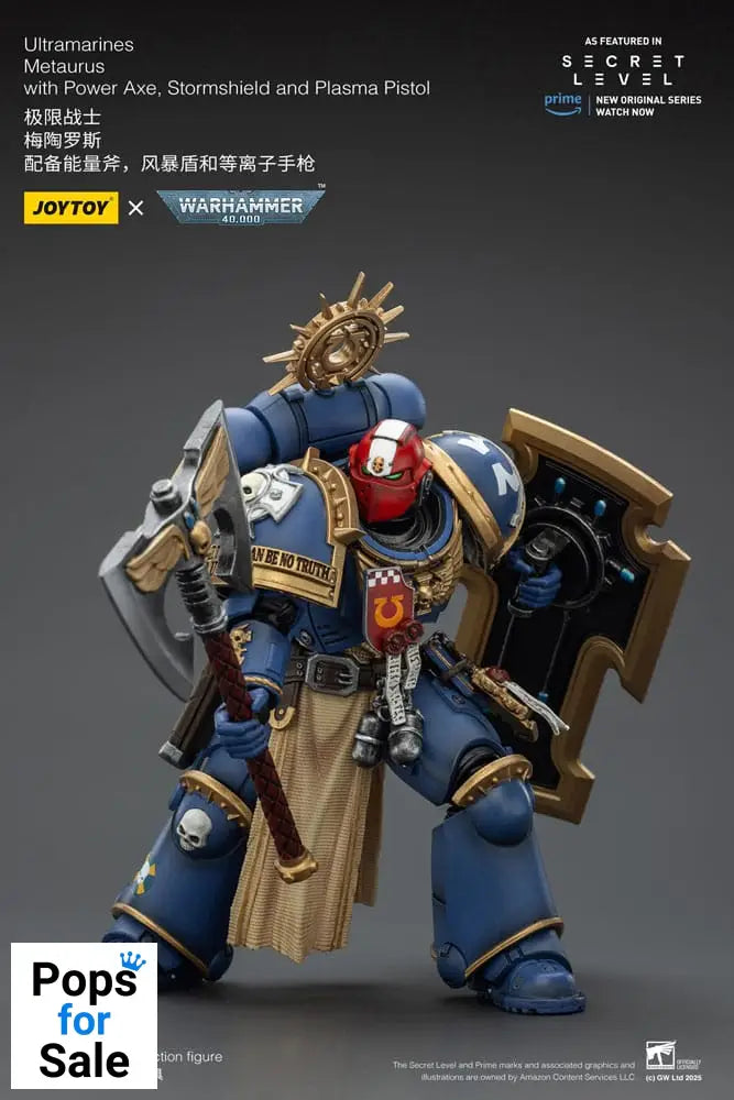 Warhammer 40,000 Action Figure Ultramarines Metaurus with Power Axe, Stormshield and Plasma Pistol 13 cm