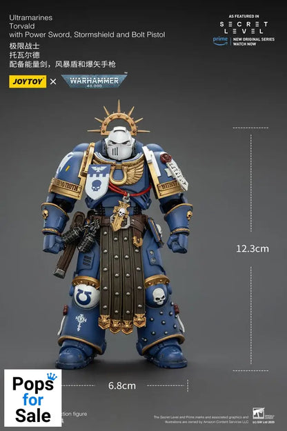 Warhammer 40,000 Action Figure Ultramarines Torvald with Power Sword, Stormshield and Bolt Pistol 13 cm