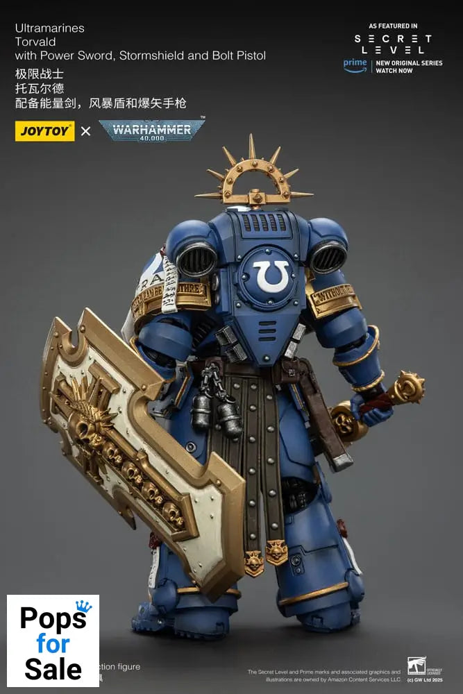 Warhammer 40,000 Action Figure Ultramarines Torvald with Power Sword, Stormshield and Bolt Pistol 13 cm