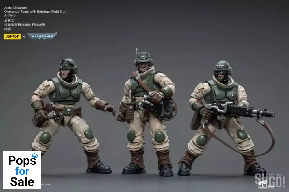 Warhammer 40K 1/18 Scale Astra Militarum Ordnance Team with Bombast Field Gun Scale Figures