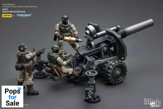 Warhammer 40K 1/18 Scale Astra Militarum Ordnance Team with Bombast Field Gun Scale Figures