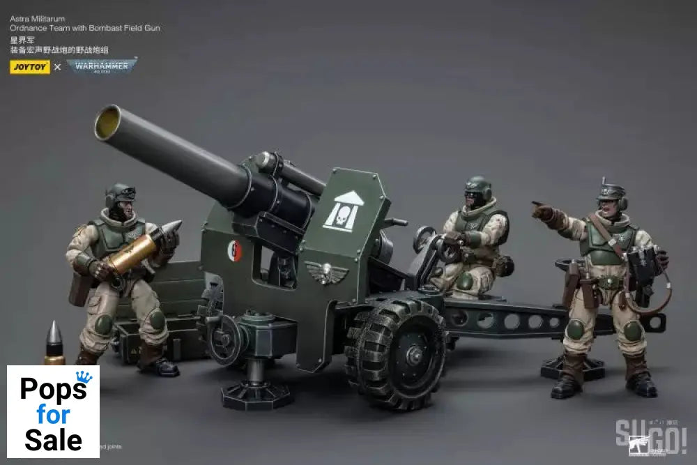 Warhammer 40K 1/18 Scale Astra Militarum Ordnance Team with Bombast Field Gun Scale Figures
