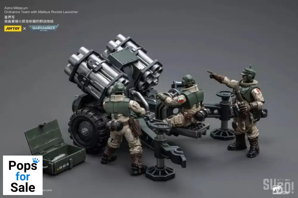 Warhammer 40K 1/18 Scale Astra Militarum Ordnance Team with Malleus Rocket Launcher Scale Figures