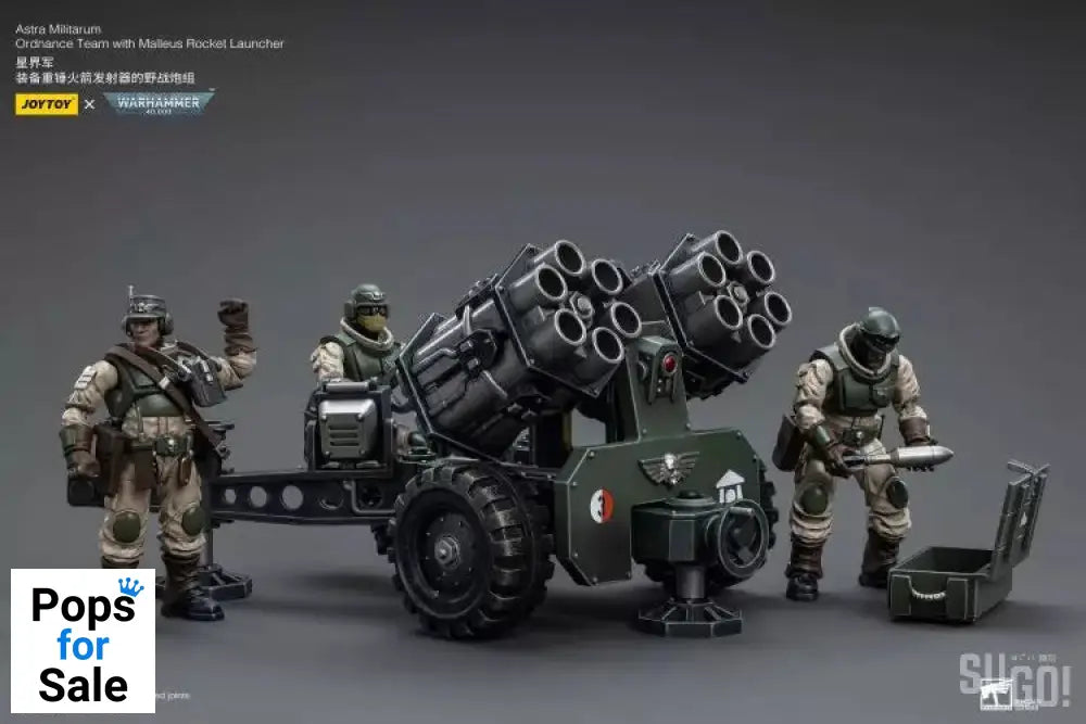 Warhammer 40K 1/18 Scale Astra Militarum Ordnance Team with Malleus Rocket Launcher Scale Figures