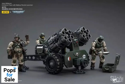 Warhammer 40K 1/18 Scale Astra Militarum Ordnance Team with Malleus Rocket Launcher Scale Figures