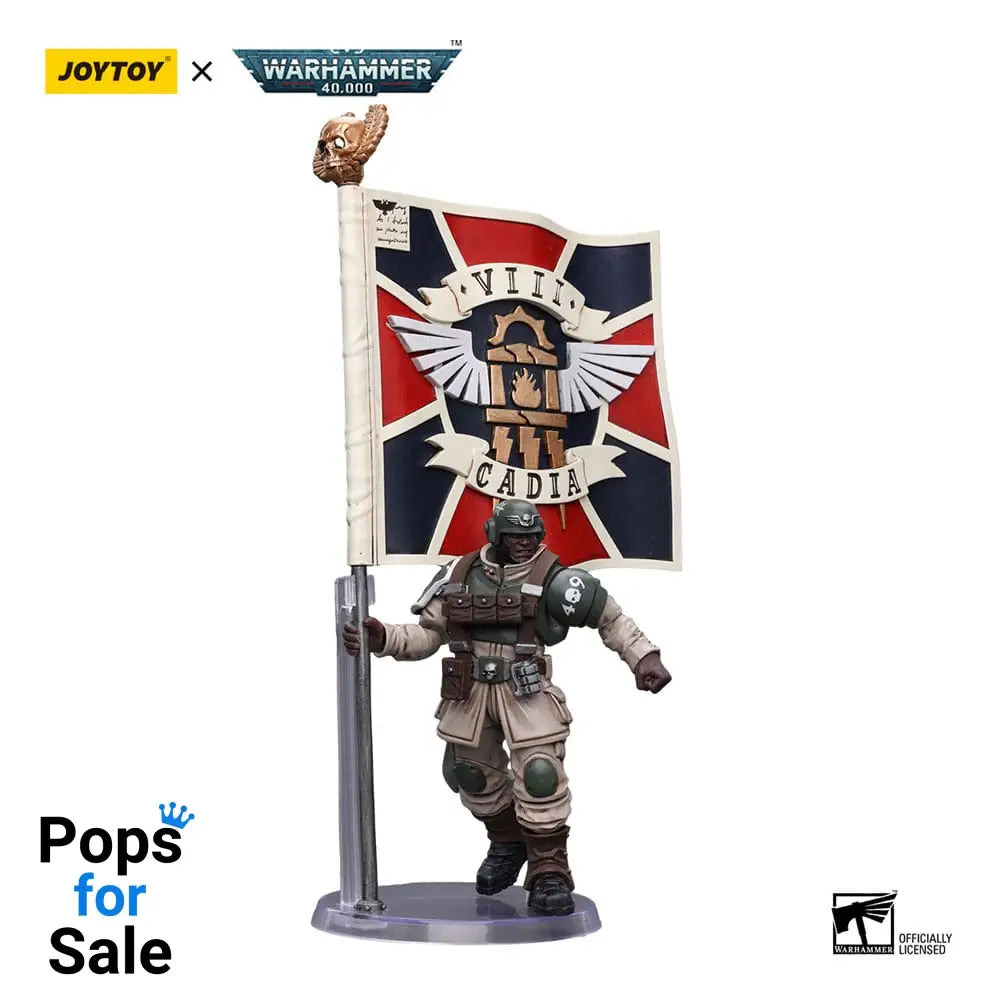 Warhammer 40k Action Figure 1/18 Astra Militarum Cadian Command Squad Veteran with Regimental Standard 12 cm Scale