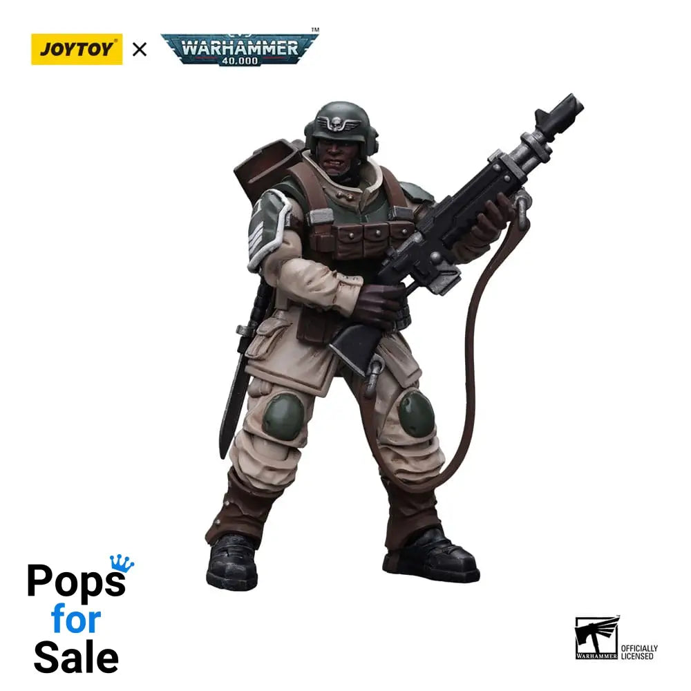 Warhammer 40k Action Figure 1/18 Astra Militarum Cadian Command Squad Veteran with Regimental Standard 12 cm Scale