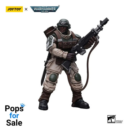 Warhammer 40k Action Figure 1/18 Astra Militarum Cadian Command Squad Veteran with Regimental Standard 12 cm Scale