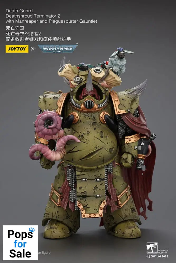 Warhammer 40k Action Figure 1/18 Death Guard Deathshroud Terminator 2 with Manreaper and Plaguespurter Gauntlet 14 cm