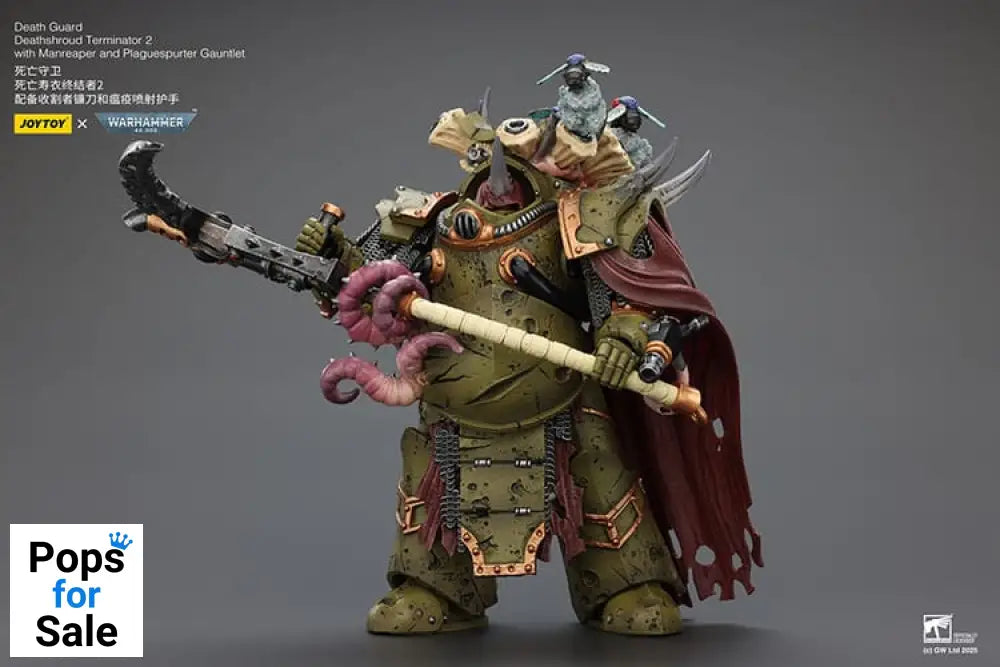 Warhammer 40k Action Figure 1/18 Death Guard Deathshroud Terminator 2 with Manreaper and Plaguespurter Gauntlet 14 cm