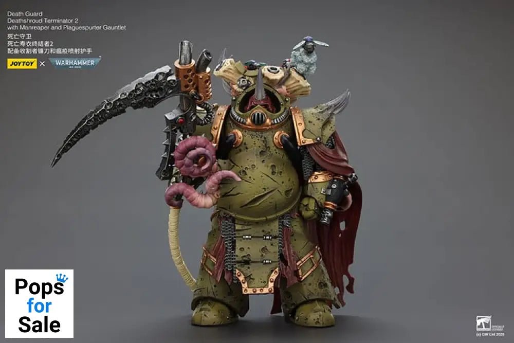 Warhammer 40k Action Figure 1/18 Death Guard Deathshroud Terminator 2 with Manreaper and Plaguespurter Gauntlet 14 cm