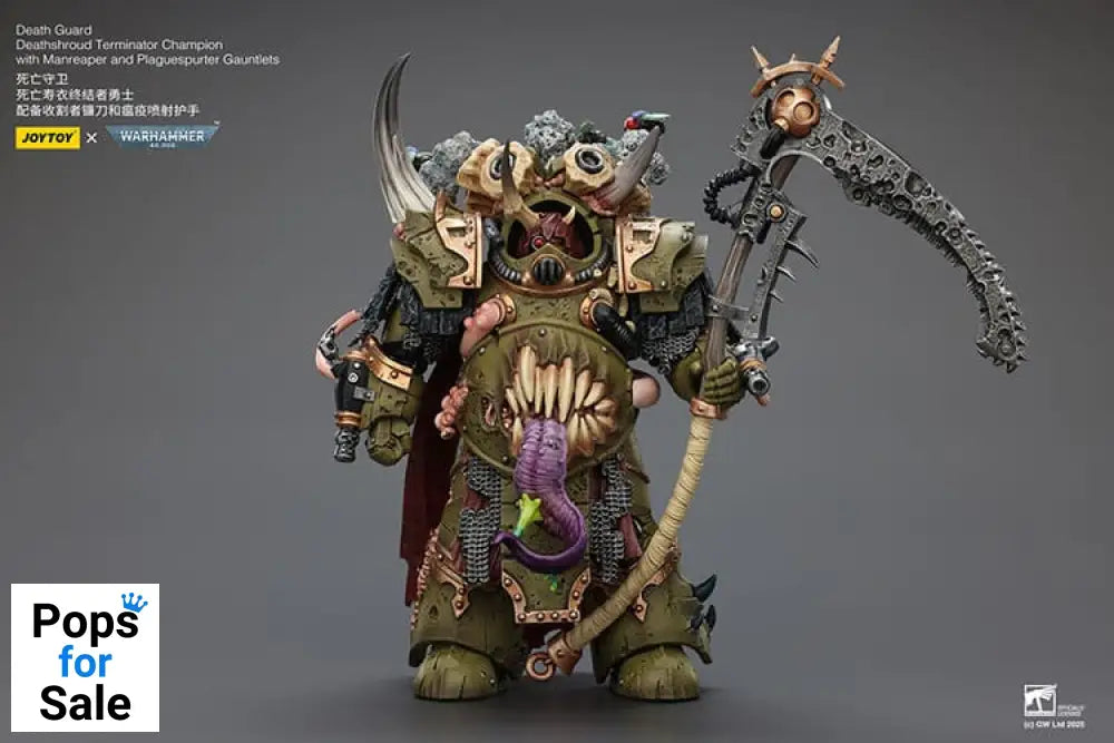 Warhammer 40k Action Figure 1/18 Death Guard Deathshroud Terminator Championwith Manreaper and Plaguespurter Gauntlets 14 cm