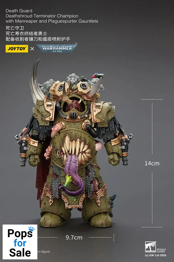 Warhammer 40k Action Figure 1/18 Death Guard Deathshroud Terminator 1 with Manreaper and Plaguespurter Gauntlet 14 cm