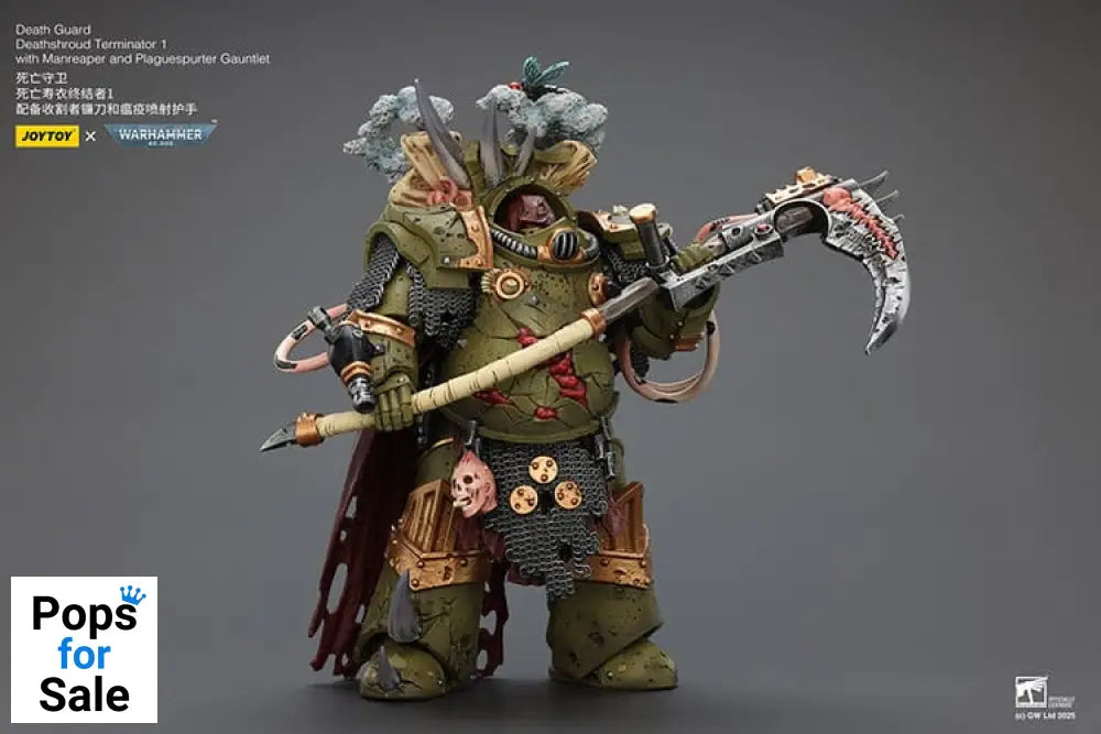 Warhammer 40k Action Figure 1/18 Death Guard Deathshroud Terminator 1 with Manreaper and Plaguespurter Gauntlet 14 cm