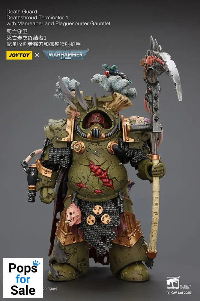 Warhammer 40k Action Figure 1/18 Death Guard Deathshroud Terminator 1 with Manreaper and Plaguespurter Gauntlet 14 cm