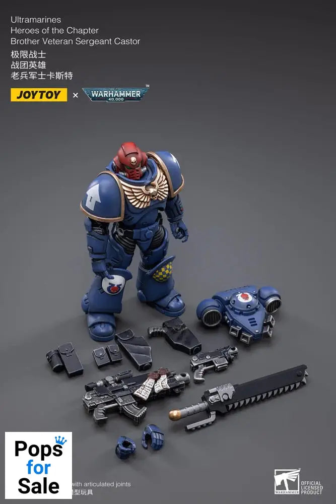 Warhammer 40k Action Figure 1/18 Ultramarines Heroes of the Chapter Brother Veteran Sergeant Castor 12 cm