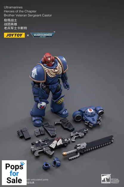 Warhammer 40k Action Figure 1/18 Ultramarines Heroes of the Chapter Brother Veteran Sergeant Castor 12 cm