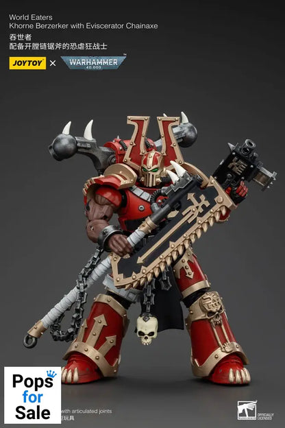 Warhammer 40k Action Figure 1/18 World Eaters Khorne Berzerker with Eviscerator Chainaxe 13 cm Action figures