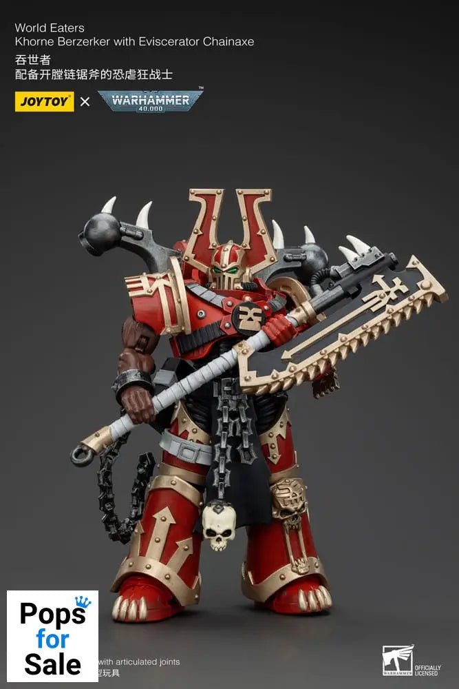 Warhammer 40k Action Figure 1/18 World Eaters Khorne Berzerker with Eviscerator Chainaxe 13 cm
