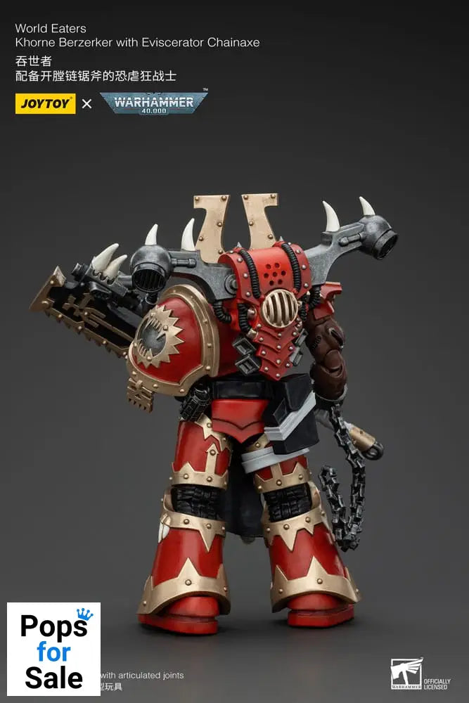 Warhammer 40k Action Figure 1/18 World Eaters Khorne Berzerker with Eviscerator Chainaxe 13 cm