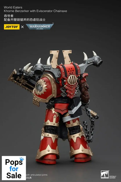 Warhammer 40k Action Figure 1/18 World Eaters Khorne Berzerker with Eviscerator Chainaxe 13 cm