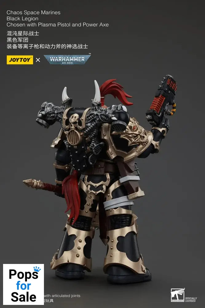 Warhammer 40k Action Figure Chaos Space Marines Black Legion Chosen with Plasma Pistol and Power Axe 20 cm