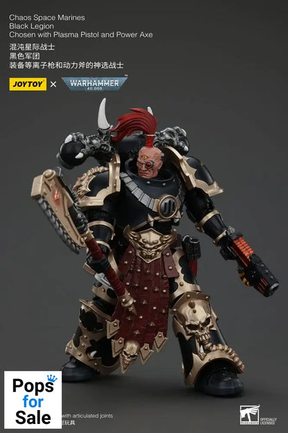 Warhammer 40k Action Figure Chaos Space Marines Black Legion Chosen with Plasma Pistol and Power Axe 20 cm