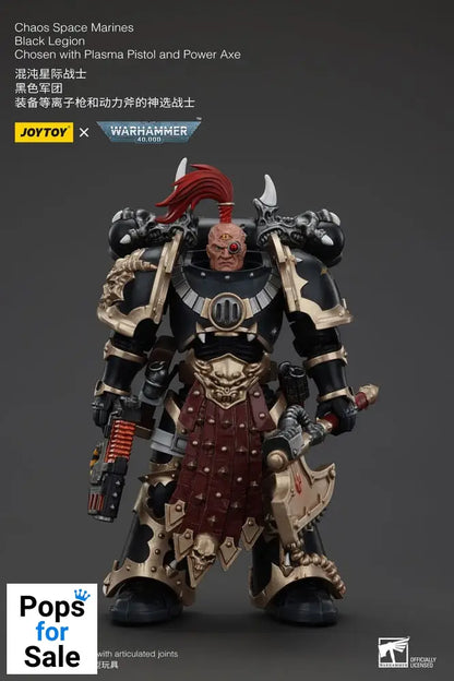 Warhammer 40k Action Figure Chaos Space Marines Black Legion Chosen with Plasma Pistol and Power Axe 20 cm