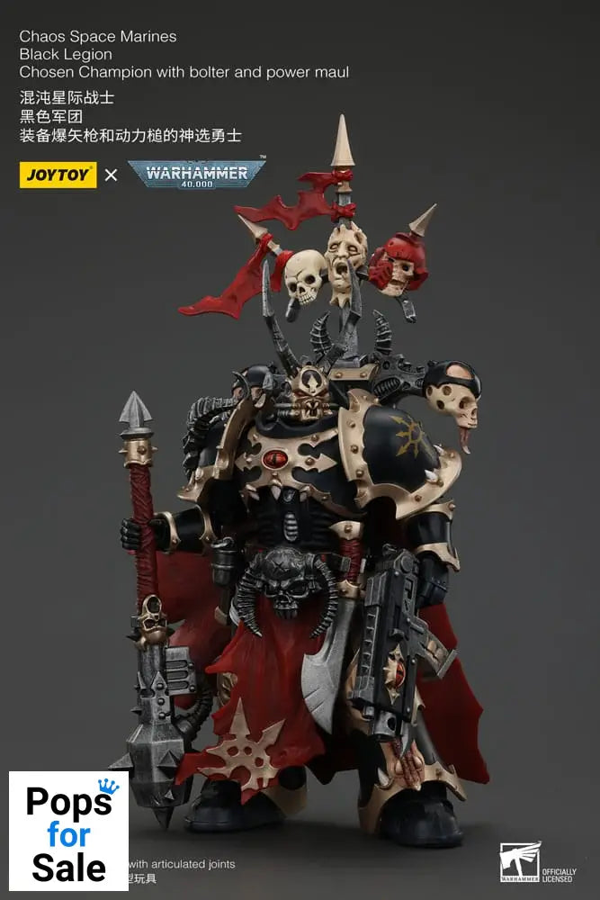 Warhammer 40k Actionfigur Chaos Space Marines Black Legion Chosen Champion with bolter and power maul 20 cm